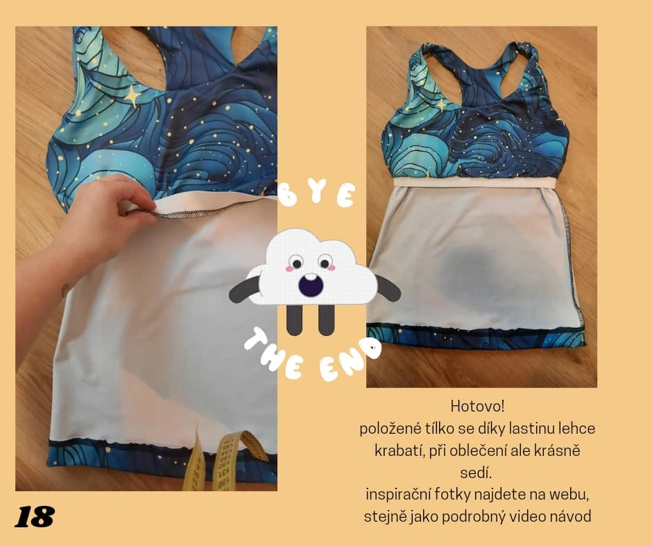 Hotovo! položené tílko se díky lastinu lehce krabatí, při oblečení ale krásně sedí. inspirační fotky najdete na webu, stejně jako podrobný video návod