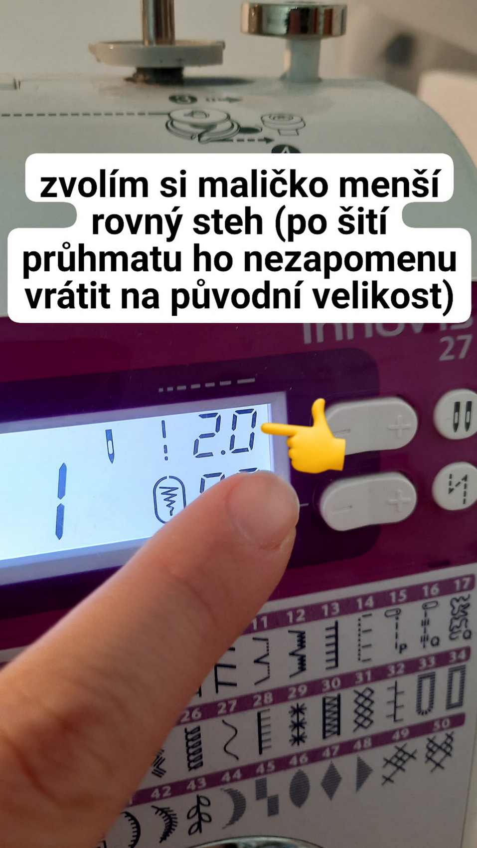 Na šití si zvolím menší steh