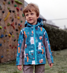 vel. 116, softshell zvířátka Takoy, šedivý softshell 30/15 Tkadexa