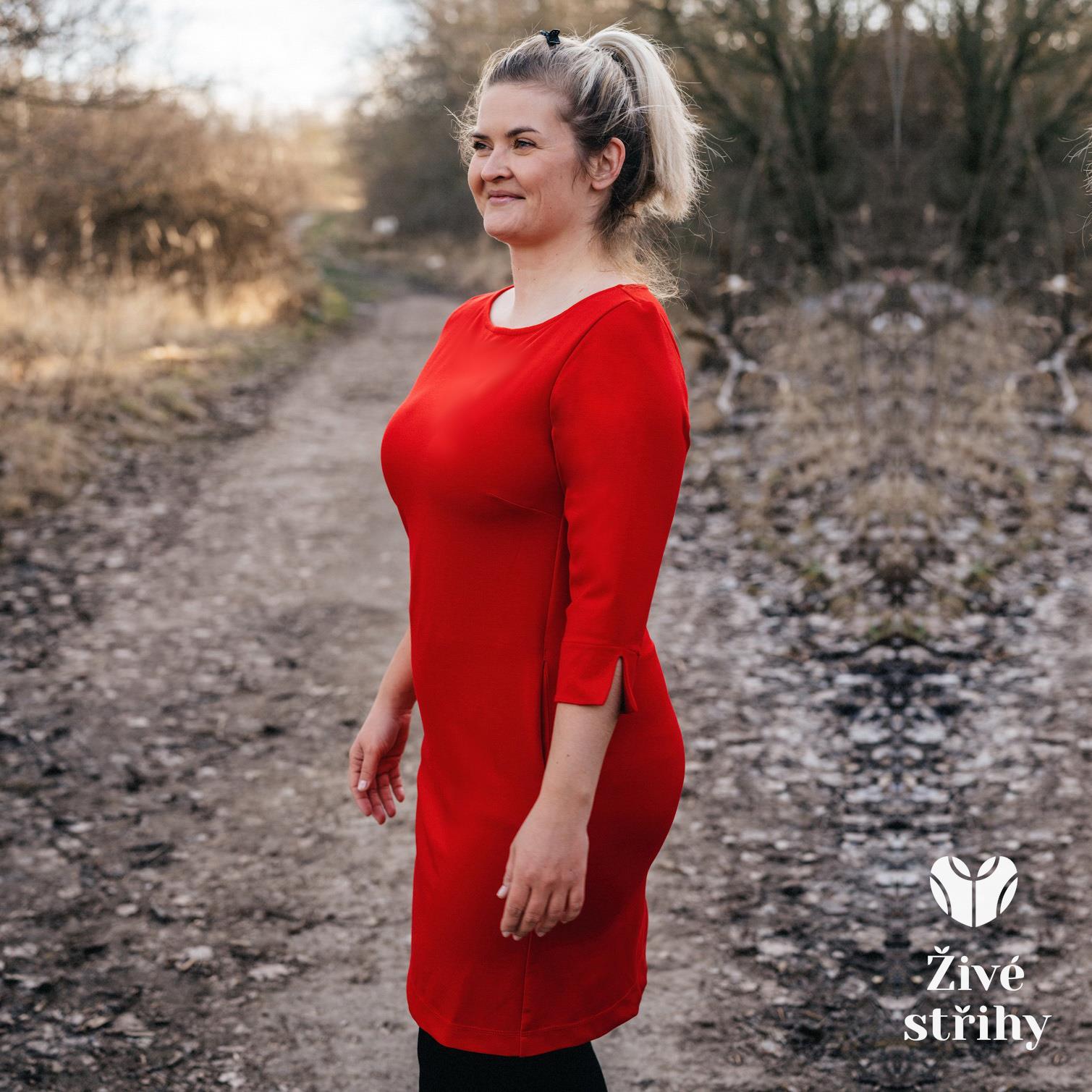 vel. 44, punto royal , 340 g/m2 / 60 % viskóza, 35 % polyamid, 5 % elastan, <a href='https://www.funny-bunny.cz/uplet-cervena-punto-royal/'>Funny-bunny</a>